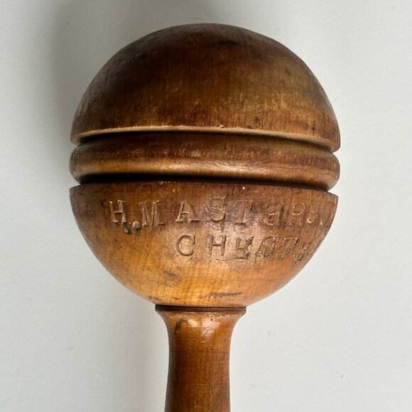 Pair of Vintage Wooden Dumbbells - Picture 6 of 10